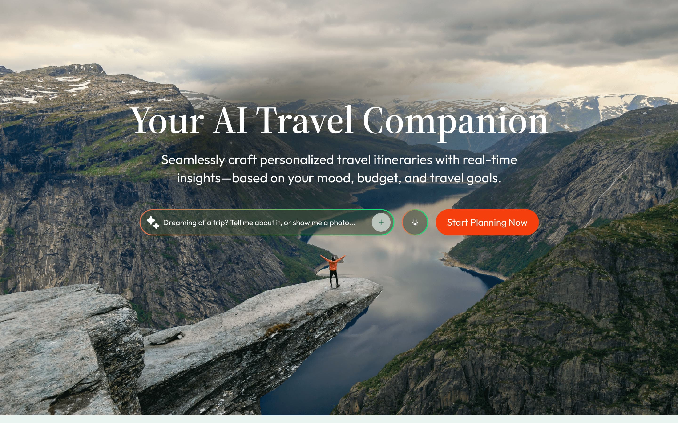 Travel AI landing page