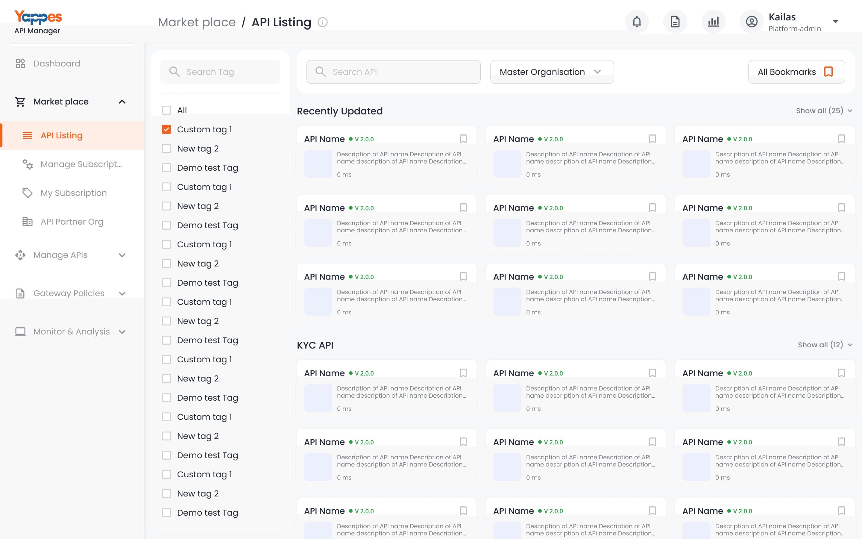 Yappes API listing