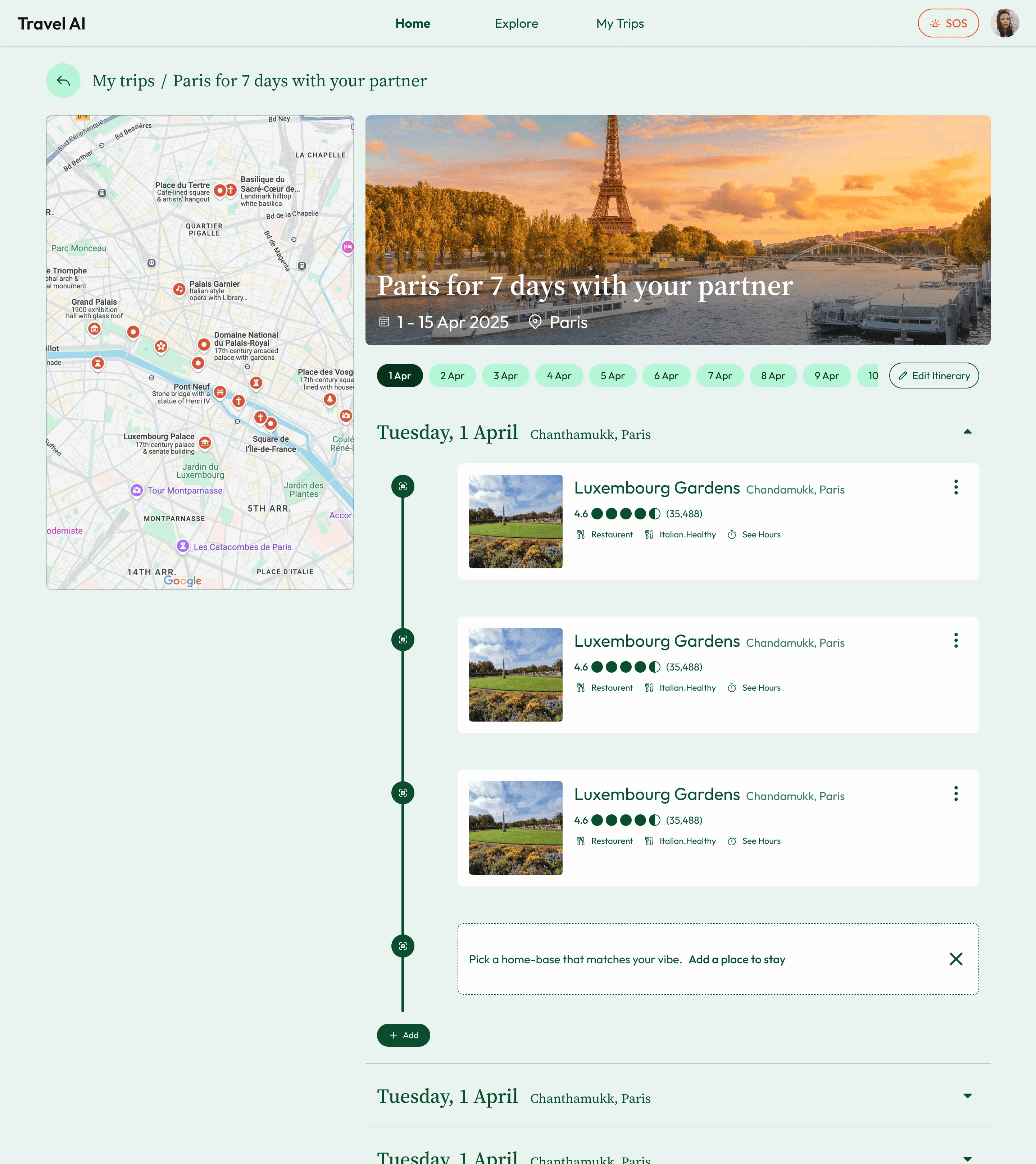 Travel AI itinerary