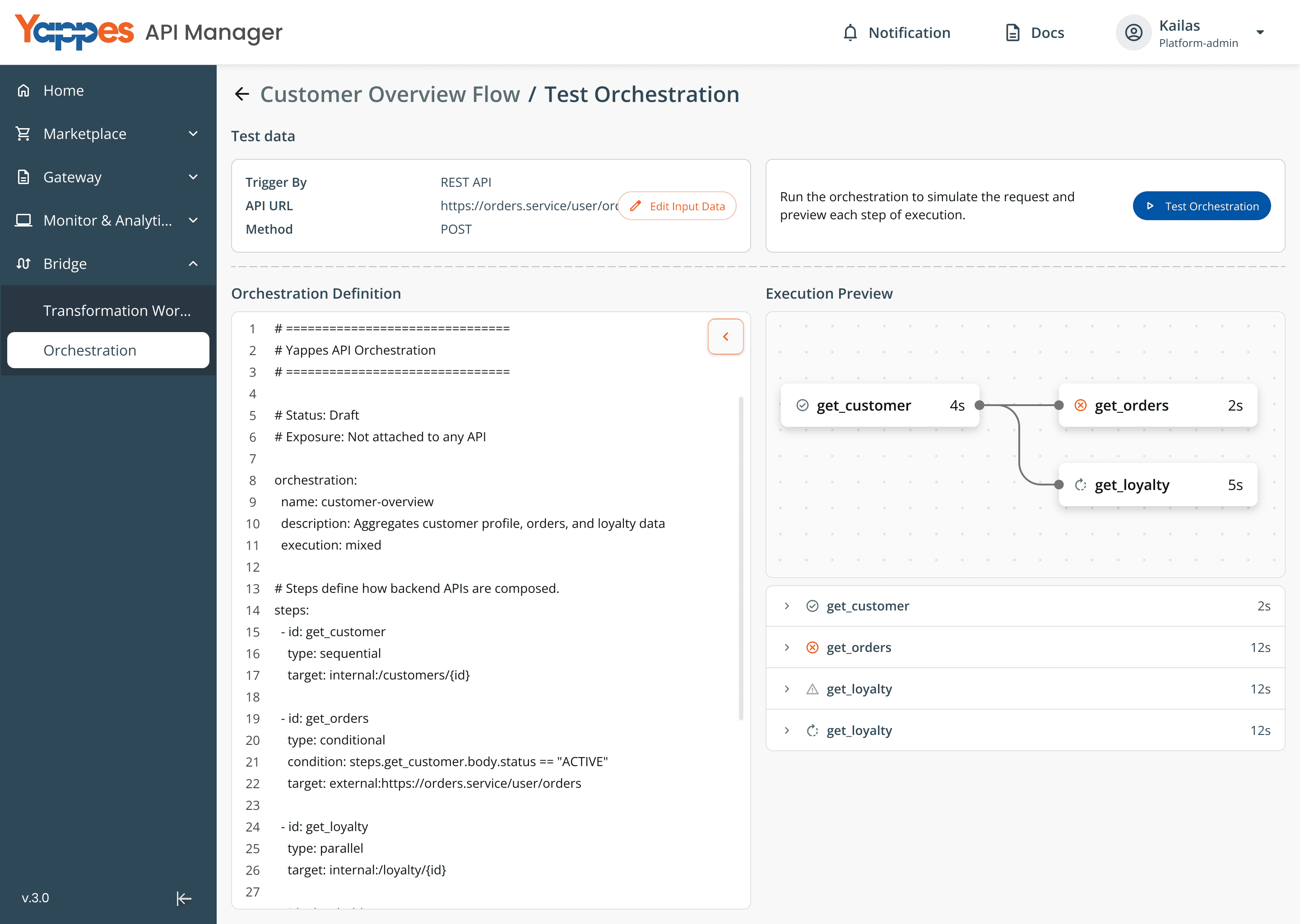 Yappes API Orchestration