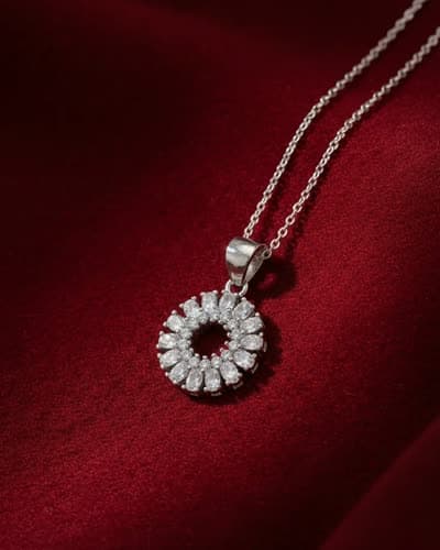 Diamond pendant on red velvet